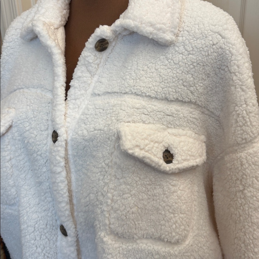 32 Degrees Cream Button Up Fleece Sherpa‎ Shacket Jacket Size XL / XXL NWOT - Picture 3 of 7